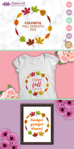 Fall wreath svg Circle border svg Fall leaves svg Leaves svg Leaf svg Autumn svg Jpg, png, eps, dxf, svg cut file. SVG KatineArt 