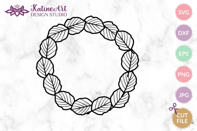 Fall wreath svg Circle frame svg Circle monogram svg Leaf wreath svg Leaves svg Jpg, png, eps, dxf, svg cut file. SVG KatineArt 