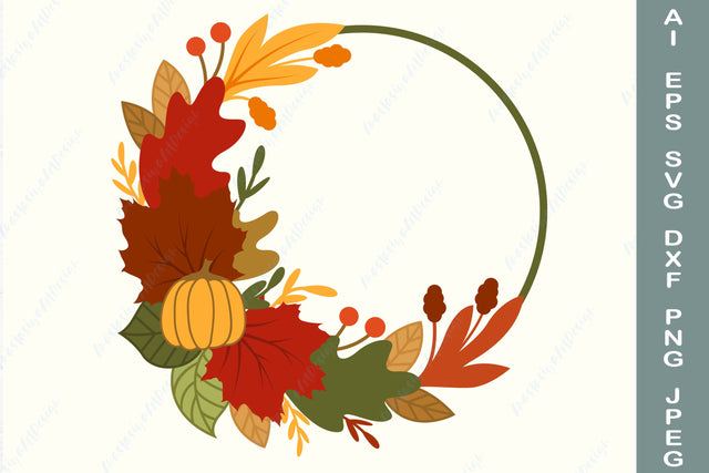 Fall wreath svg, Fall leaves circle frame svg, Autumn round border svg SVG AnastasiyaArtDesign 
