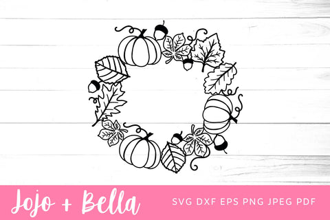 Fall Wreath SVG, Fall Leaves Svg, Fall Leaf Svg, Fall Leaves Png, Fall shirt svg, Fall leaves svg, Fall sign svg, Wreath Svg, Pumpkin SVG SVG Jojo&Bella 