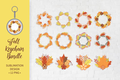 Fall wreaths and bunches keychain bundle. Autumn keychain Sublimation LaBelezoka 