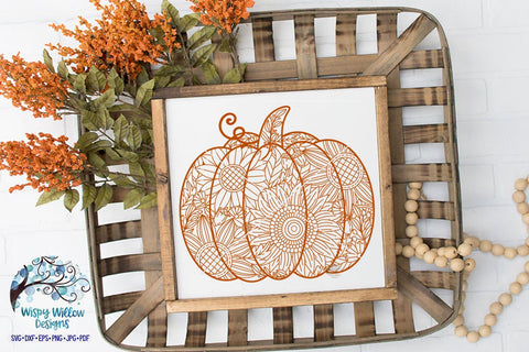Fall Zentangle SVG Bundle | Pumpkin | Turkey | Fall Leaf Mandala SVG SVG Wispy Willow Designs 