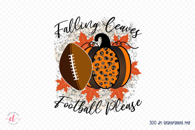 Falling Leaves Football Please PNG Sublimation Sublimation CraftLabSVG 