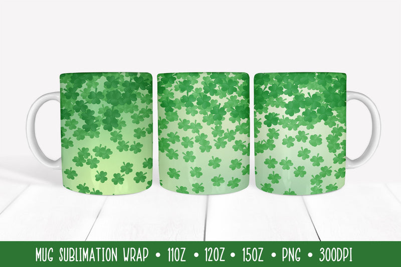 Falling Shamrocks Mug Sublimation Wrap. St. Patrick’s Day Sublimation LaBelezoka 