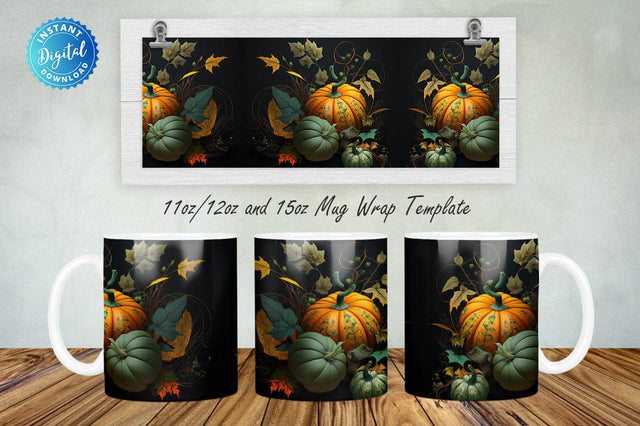 Falls pumpkins leaves 11, 12 & 15 Oz Mug Sublimation Sublimation Regulrcrative 