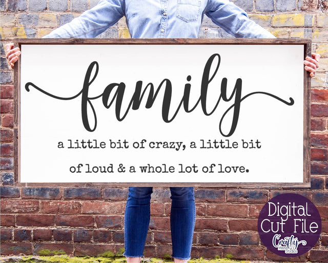 Family A Little Bit Crazy, Farmhouse Svg, Home Sign Svg SVG Crafty Mama Studios 