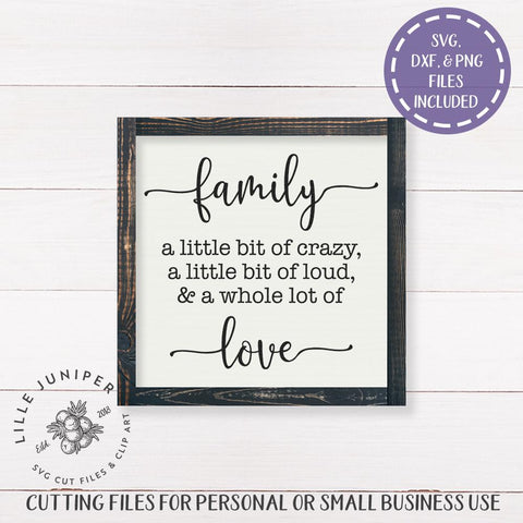 Family a little bit of crazy SVG | Family SVG | Farmhouse Sign Design SVG LilleJuniper 