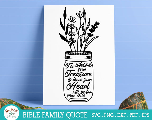 Family Bible quote rustic farmhouse,mason jar quote SVG,DXF,PNG SVG Redearth and gumtrees 