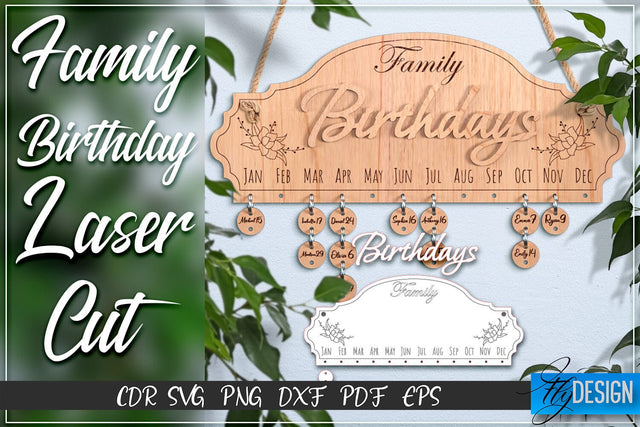 Family Birthday Laser Cut SVG | Family SVG Design | CNC Files SVG Fly Design 
