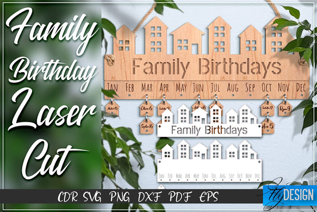 Family Birthday Laser Cut SVG | Family SVG Design | CNC Files SVG Fly Design 