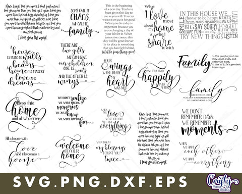 Family Bundle - Home Bundle Svg SVG Crafty Mama Studios 