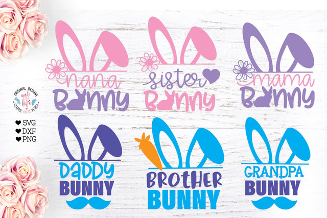 Family Bunny Cut File - Easter Sublimation SVG Graphic House Design 