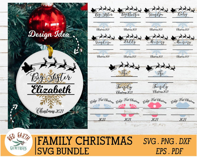 Family Christmas monogram frames bundle in SVG,PNG,DXF,PDF SVG Redearth and gumtrees 