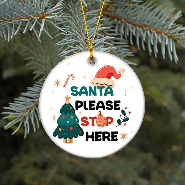 Family Christmas Ornament, 2022 Christmas Ornament, Kids 2022 Christmas Ornament, Funny Christmas Keepsake Gift, Santa, Please Stop Here Sublimation CaldwellArt 