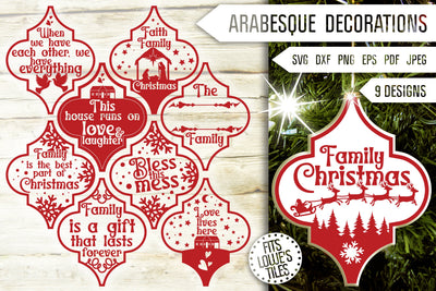 Family Christmas Ornament Svg Bundle. Arabesque Tile Bauble Svg. Christmas Decorations Svg. Love Svg. Lowe's Satori Tile Dxf Eps Png Pdf SVG Mint And Beer Creations 