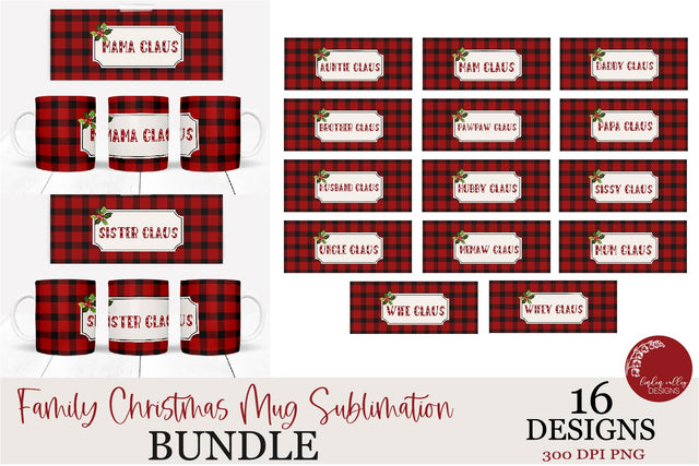 Family Christmas Sublimation Mug Wrap Bundle-Mug Wrap PNG Bundle Sublimation Linden Valley Designs 