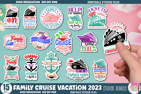 Family Cruise Vacation 2023 Sticker Bundle Sublimation DESIGNS DARK 