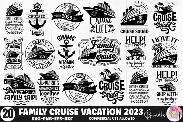 Family Cruise Vacation 2023 SVG Bundle SVG DESIGNS DARK 