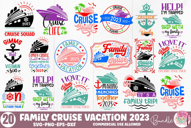 Family Cruise Vacation 2023 SVG Bundle SVG DESIGNS DARK 