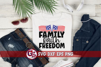 Family Faith Freedom SVG DXF EPS PNG SVG Greedy Stitches 