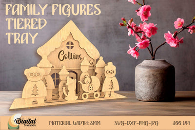 Family Figures Tiered Tray. Tiered Tray Laser Cut. Personalized Laser SVG Evgenyia Guschina 