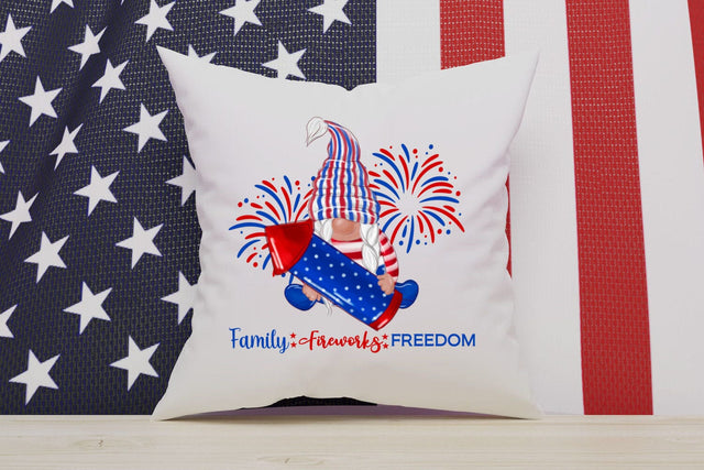 Family Fireworks Freedom Gnome Sublimation Sublimation QueenBrat Digital Designs 