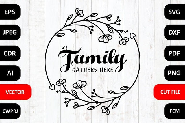 Family gathers here Family SVG Quote cut file Quotes & Sayings SVG Zoya Miller 
