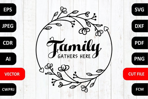 Family gathers here Family SVG Quote cut file Quotes & Sayings SVG Zoya Miller 