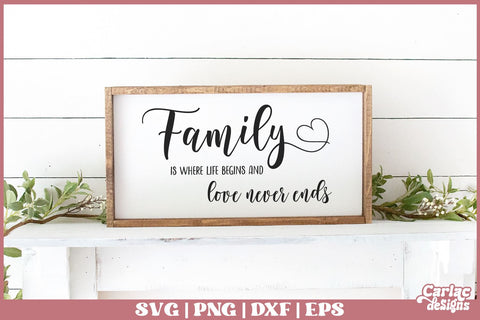 Family is where Love never ends SVG SVG Carla C Designs 
