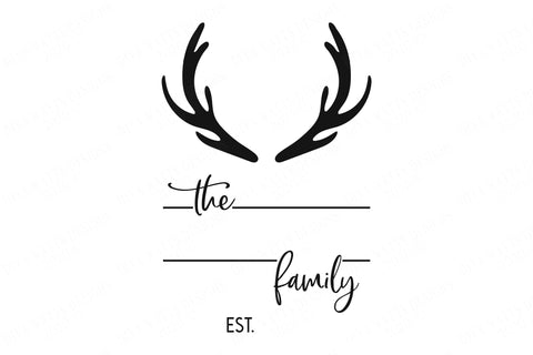 Family Last Name Monogram Sign | Farmhouse Sign | Antlers SVG Diva Watts Designs 