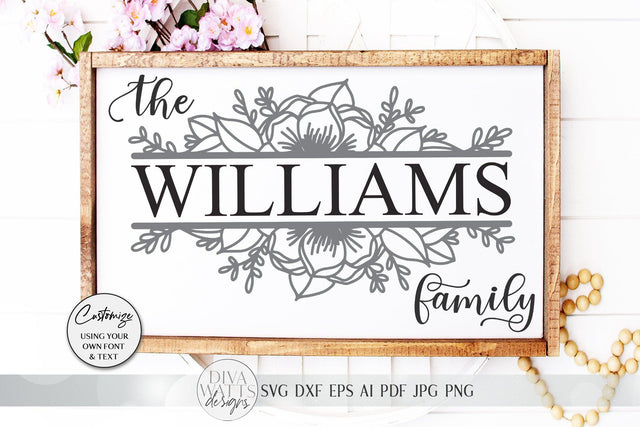 Family Last Name SVG | Floral Sign SVG | Farmhouse SVG | dxf and more! SVG Diva Watts Designs 