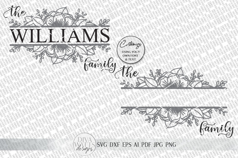 Family Last Name SVG | Floral Sign SVG | Farmhouse SVG | dxf and more ...