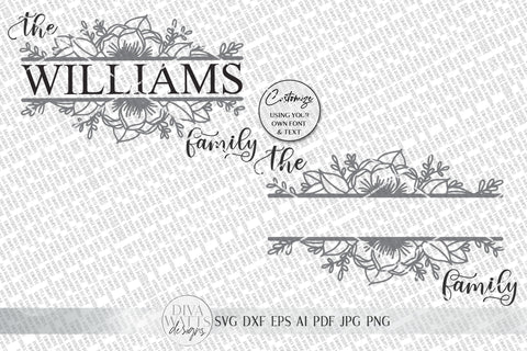 Family Last Name SVG | Floral Sign SVG | Farmhouse SVG | dxf and more! SVG Diva Watts Designs 