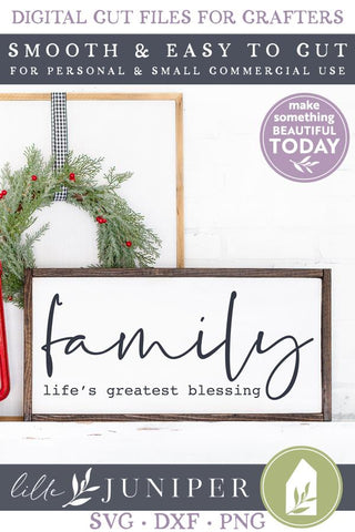 Family Life's Greatest Blessing SVG | Wood Sign Design SVG LilleJuniper 
