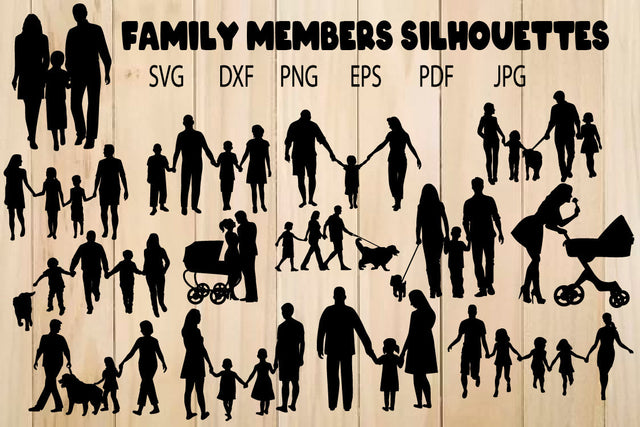 Family Members Silhouettes SVG PNG | Parents Silhouettes SVG Yuliya 