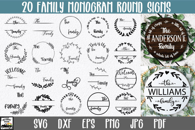 Family Monogram Bundle - 20 Round Sign SVG Files SVG Old Market 