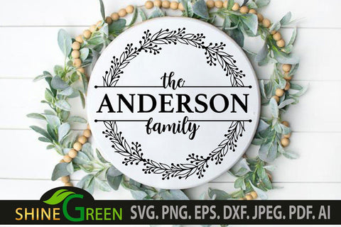 Family Monogram Frame SVG Floral Farmhouse Spring Round Sign - So Fontsy