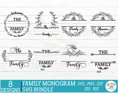 Family monogram frames bundle SVG,family split monogram SVG SVG Redearth and gumtrees 