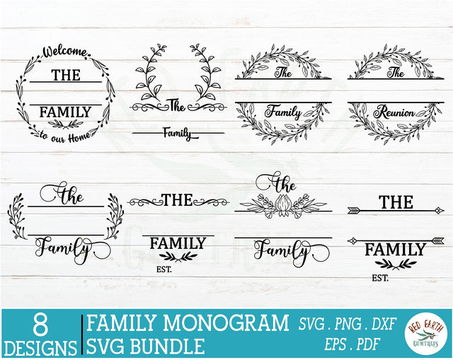 Family monogram frames bundle SVG,family split monogram SVG SVG Redearth and gumtrees 