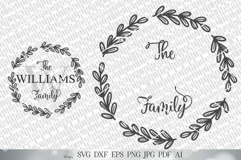 Family Monogram & Last Name SVG | Farmhouse Sign SVG | Round Wreath SVG | dxf and more! | Printable SVG Diva Watts Designs 