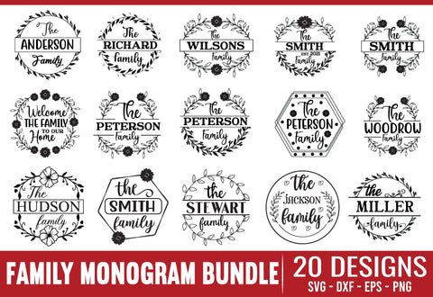 Family Monogram SVG Bundle Cut File SVG buydesign 