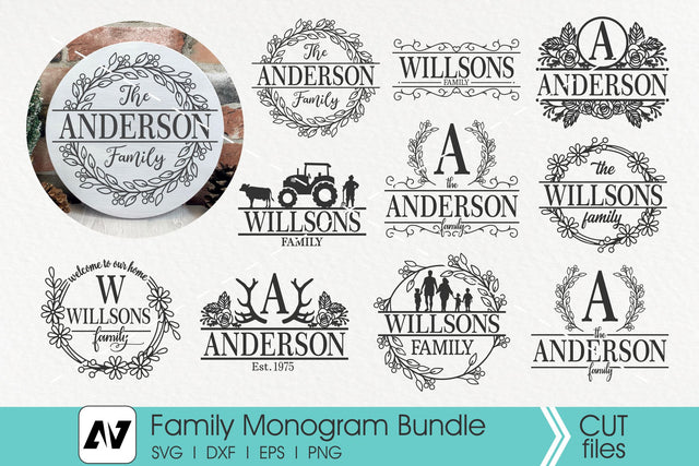 Family Monogram Svg Bundle, Family Porch Sign Svg,Family Svg SVG Pinoyart Kreatib 