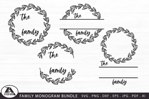 Family Monogram SVG Bundle | Farmhouse Floral Wreath SVG zoellartz 