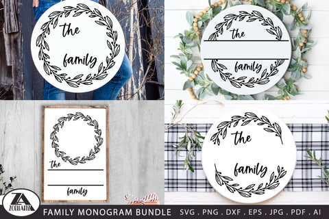 Family Monogram SVG Bundle | Farmhouse Floral Wreath SVG zoellartz 