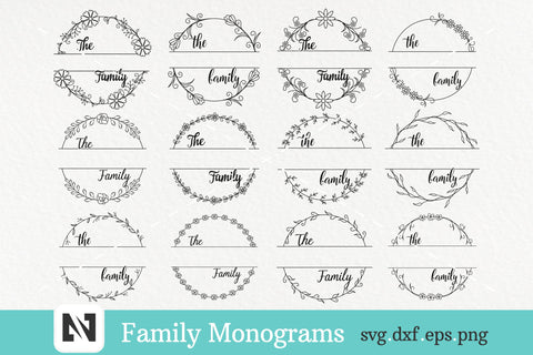 Family Monogram Svg Bundle, Farmhouse Style Split Family Svg SVG Pinoyart Kreatib 