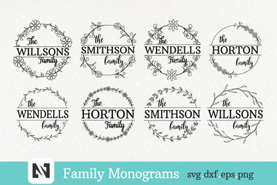 Family Monogram Svg Bundle, Farmhouse Style Split Family Svg SVG Pinoyart Kreatib 