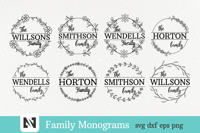 Family Monogram Svg Bundle, Farmhouse Style Split Family Svg SVG Pinoyart Kreatib 