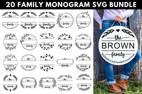 Family Monogram SVG Bundle SVG Regulrcrative 