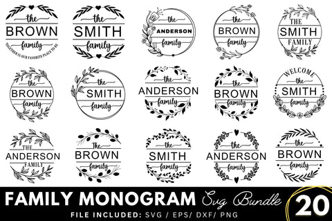 Family Monogram SVG Bundle SVG Regulrcrative 
