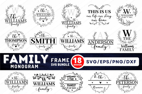 Family Monogram SVG Bundle SVG Regulrcrative 